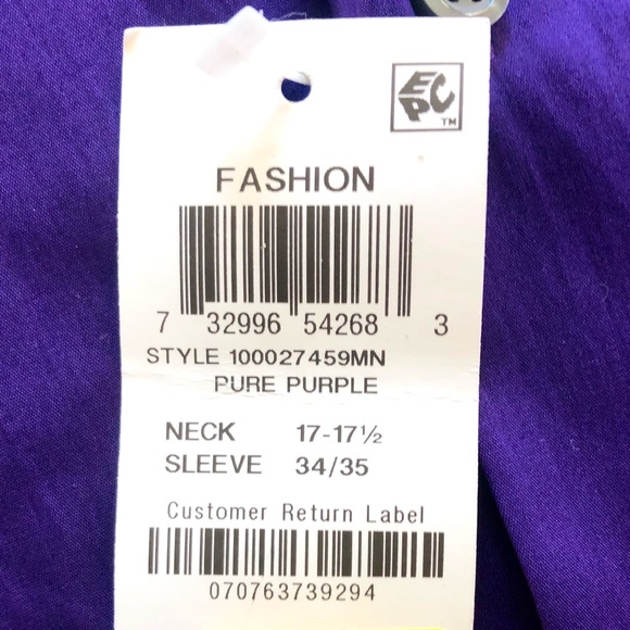 Alfani Men's Slim Fit Dress Shirt, Pure Purple 17-17 1/2  34/35 - Picture 5 of 5